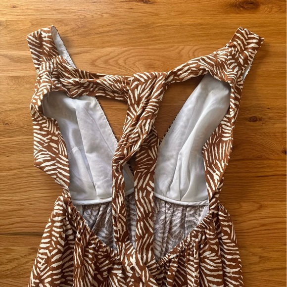 House of Harlow 1960 Tropical Leaf Plunge Linen Mini Dress Revolve Size Small - Picture 10 of 11